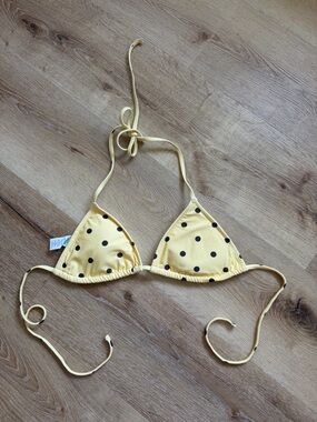 aerie Yellow polka dot bikini top
